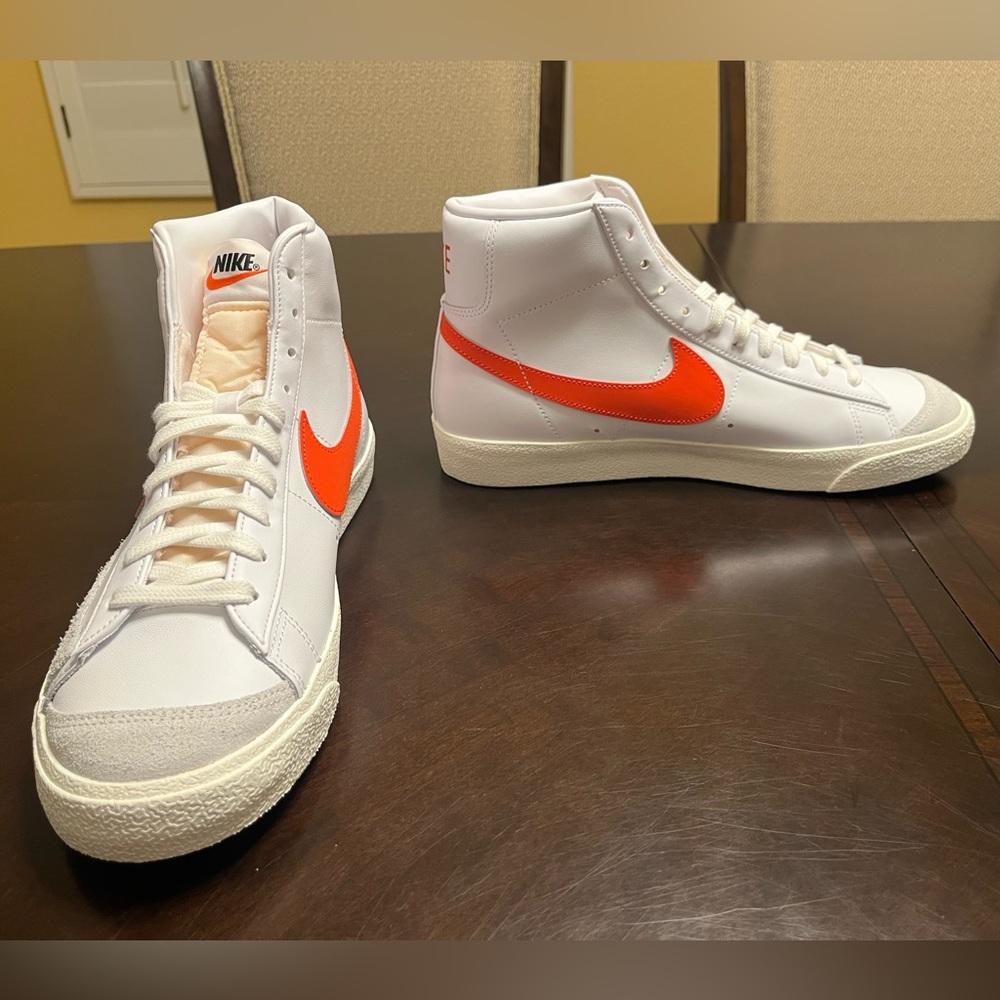 New Nike Blazer Mid 77 White Habanero Red Sneaker Shoes - Picture 8 of 14